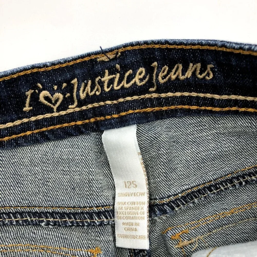 Justice Girls Size‎ 12 Capri Bermuda Jean Shorts Dark Wash Blue Flap Pocket